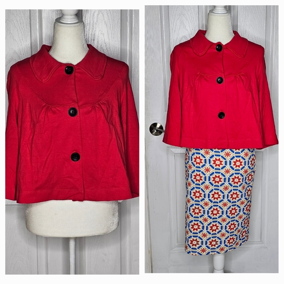 Notations Jacket Cape Top Red Small - Picture 1 of 12